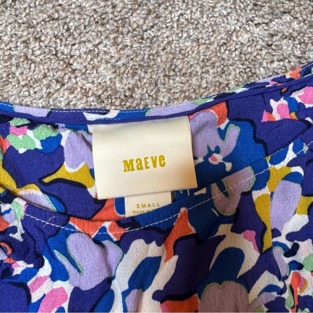 MAEVE Anthropologie Milla Blue Floral Short Sleeve Top size S - Picture 4 of 5